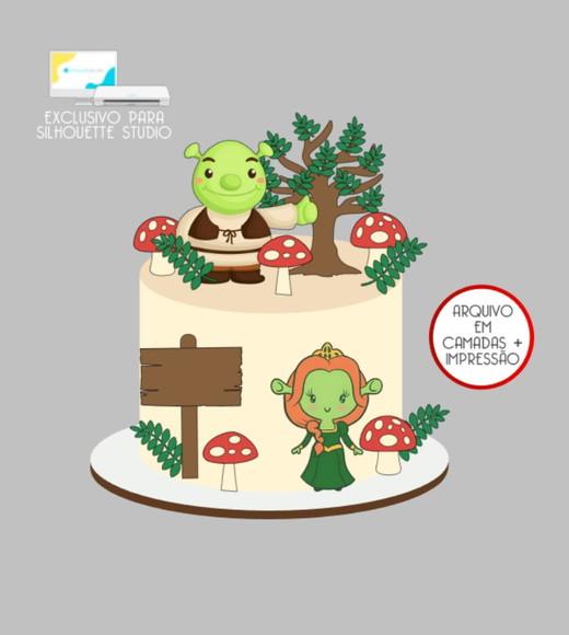 3234 - Arquivo Topo de Bolo Shrek e Fiona