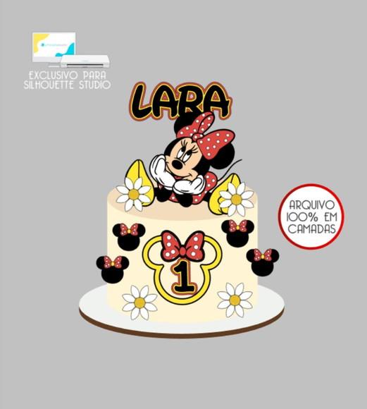 3240 - Arquivo Topo de Bolo Minnie Vermelha