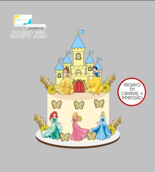 3252 - Arquivo Topo de Bolo Princesas Disney