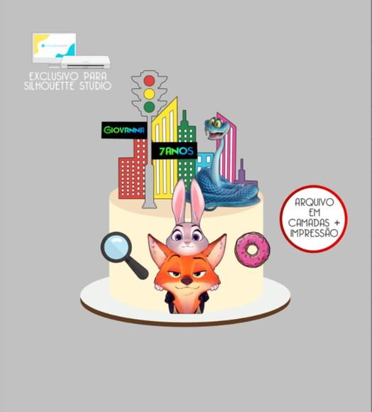 3250 - Arquivo Topo de Bolo Zootopia