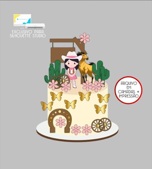 3256 - Arquivo Topo de Bolo Menina Spirit o Corcel Indomável