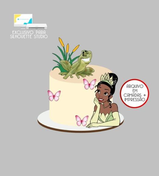 3255 - Arquivo Topo de Bolo Princesa Tiana
