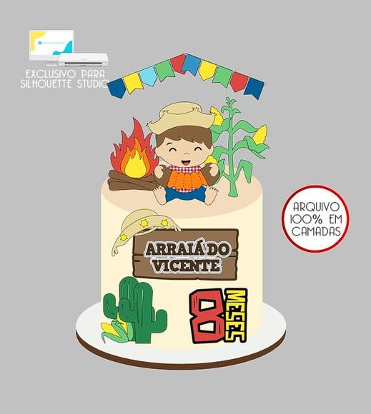 325 - Arquivo Topo de Bolo Junino Arraiá Menino Sanfoneiro