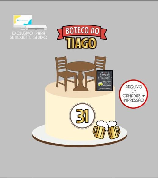 3262 - Arquivo Topo de Bolo Boteco Mesa e Cadeira 3d