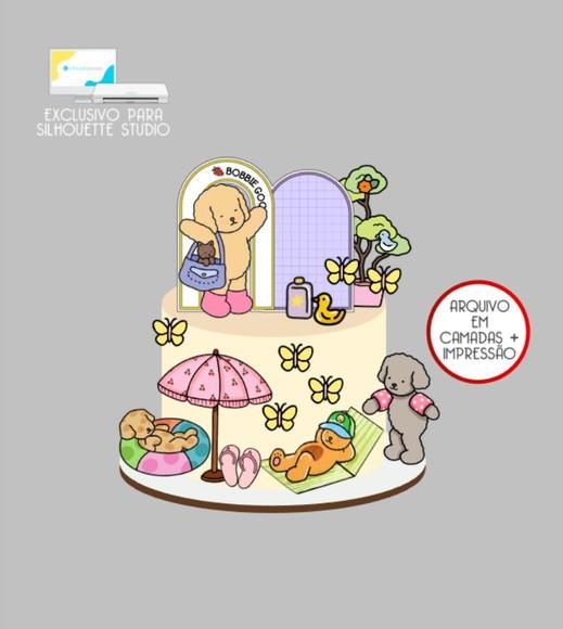 3264 - Arquivo Topo de Bolo Bobbie Goods Piscina Pool Party