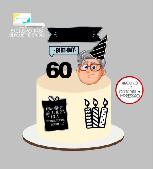 3287 - Arquivo Topo de Bolo Happy Birthday Clube dos Enta