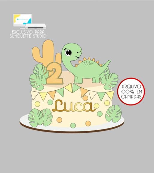 3299 - Arquivo Topo de Bolo Dinossauro Baby