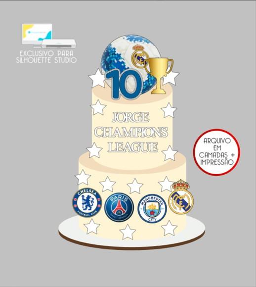 3298 - Arquivo Topo de Bolo Futebol Real Madrid