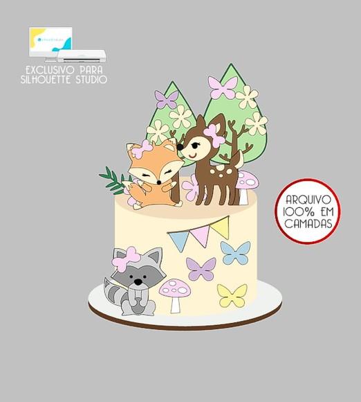 33 - Arquivo Topo de Bolo Raposinha Animais
