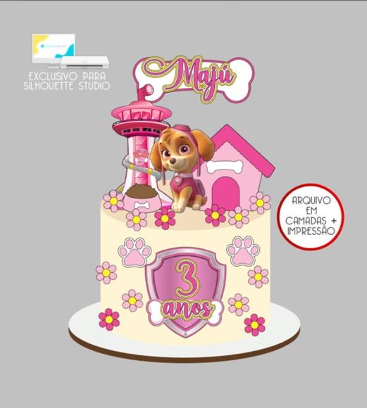 3304 - Arquivo Topo de Bolo Skye Patrulha Canina