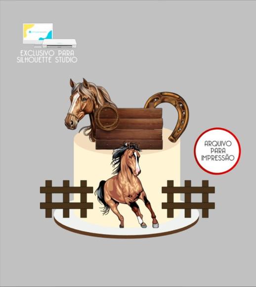 3321 - Arquivo Topo de Bolo Cavalo Fazenda
