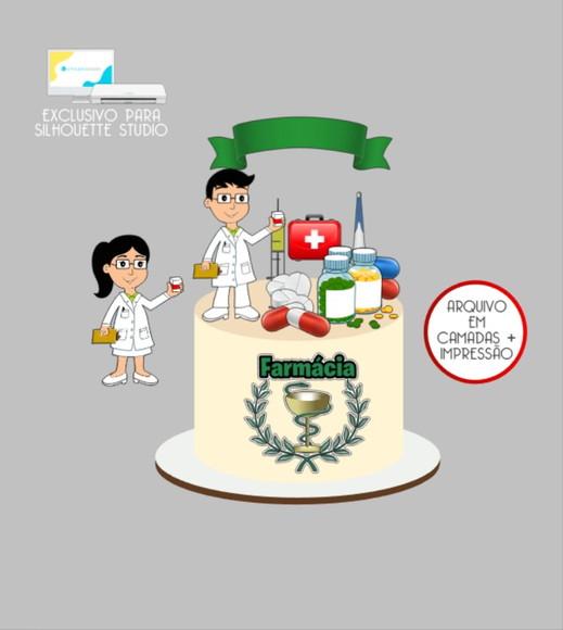 3341 - Arquivo Topo de Bolo Farmácia Farmacêutico