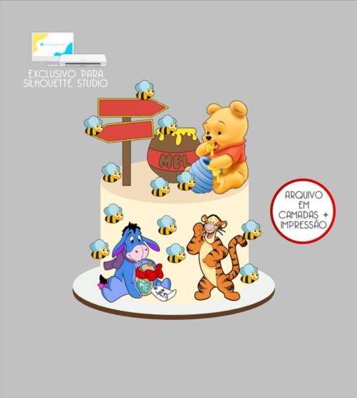 3347 - Arquivo Topo de Bolo Ursinho Pooh