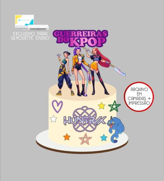 3353 - Arquivo Topo de Bolo Guerreiras do Kpop Demon Hunters