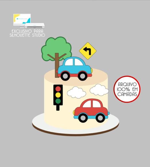 3377 - Arquivo Topo de Bolo Carrinhos