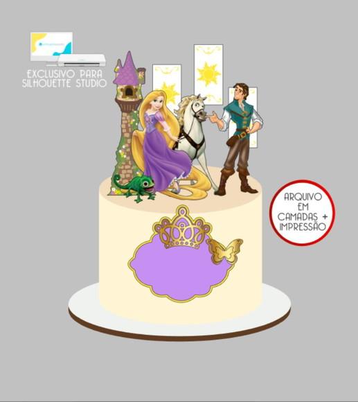 3383 - Arquivo Topo de Bolo Rapunzel Enrolados