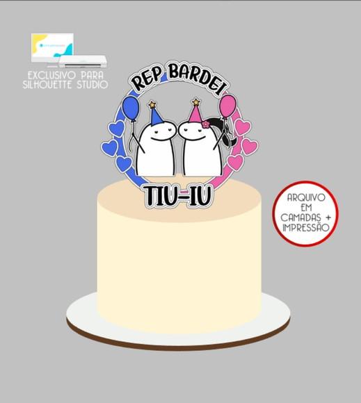 3378 - Arquivo Topo de Bolo Bento Flork Rep Bardei Tiu Iu