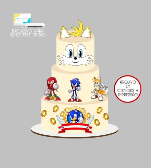 3421 - Arquivo Topo de Bolo Tails Sonic