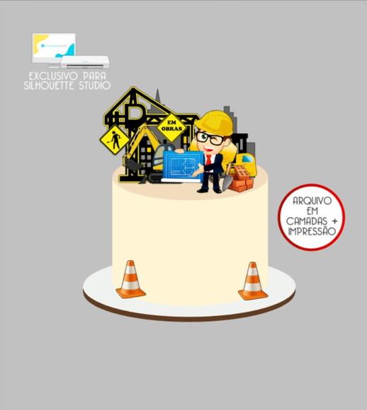 3424 - Arquivo Topo de Bolo Engenheiro Obra Construção