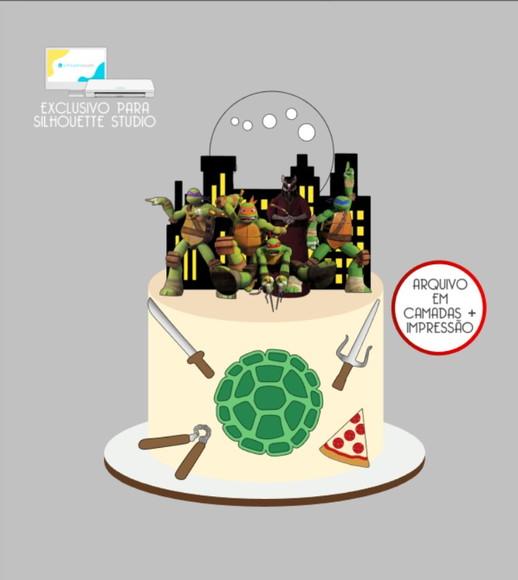 3425 - Arquivo Topo de Bolo Tartarugas Ninja
