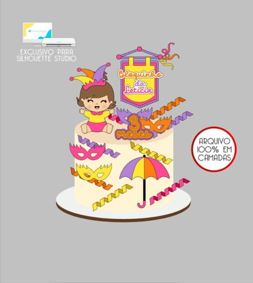 3431 - Arquivo Topo de Bolo Carnaval Menina Baby