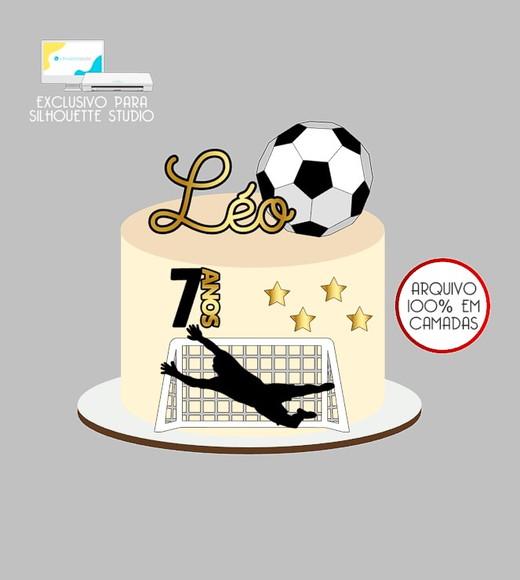 345 - Arquivo Topo de Bolo Futebol Goleiro Bola 3d
