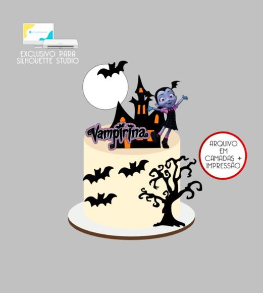 3454 - Arquivo Topo de Bolo Vampirina Halloween
