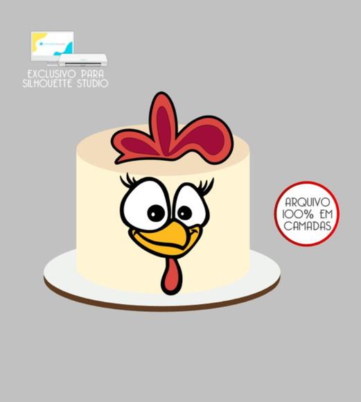 3461 - Arquivo Topo de Bolo Rosto Galinha Pintadinha