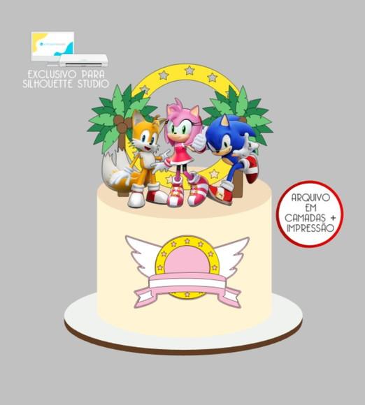3465 - Arquivo Topo de Bolo Amy Rose Sonic