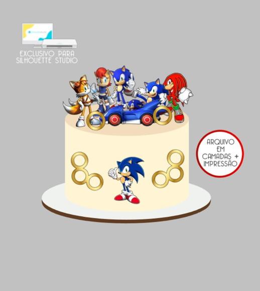 3482 - Arquivo Topo de Bolo Sonic