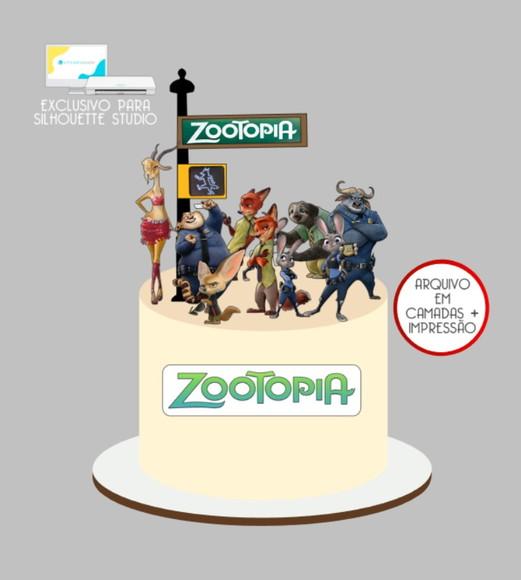 3505 - Arquivo Topo de Bolo Zootopia
