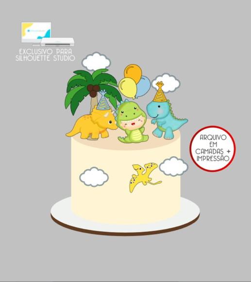 3511 - Arquivo Topo de Bolo Dinossauro Baby
