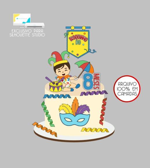 3516 - Arquivo Topo de Bolo Carnaval Menino Baby