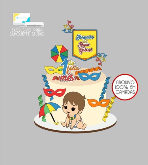 3515 - Arquivo Topo de Bolo Carnaval Menino Baby