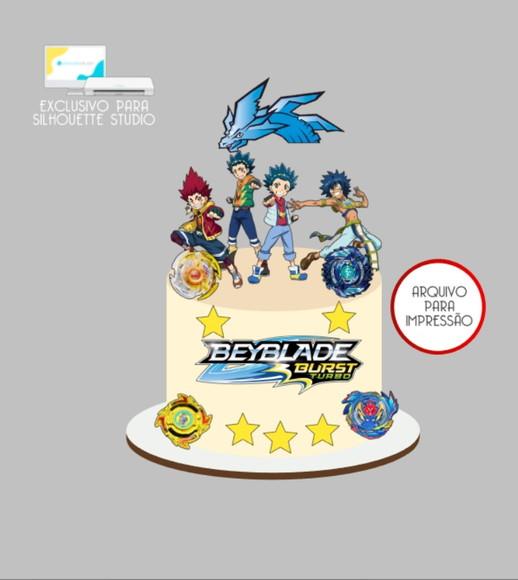 3521 - Arquivo Topo de Bolo Beyblade Burst