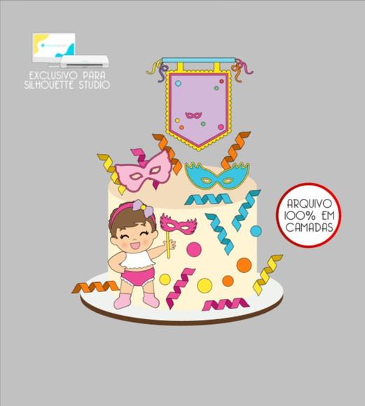 3542 - Arquivo Topo de Bolo Carnaval Menina Baby