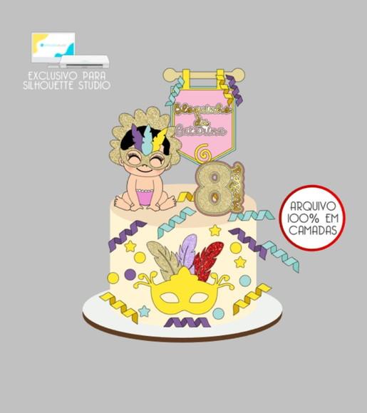3539 - Arquivo Topo de Bolo Carnaval Menina Baby