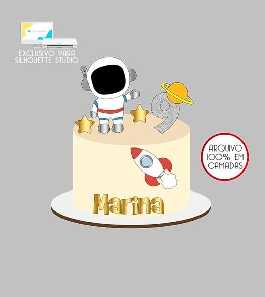355 - Arquivo Topo de Bolo Astronauta