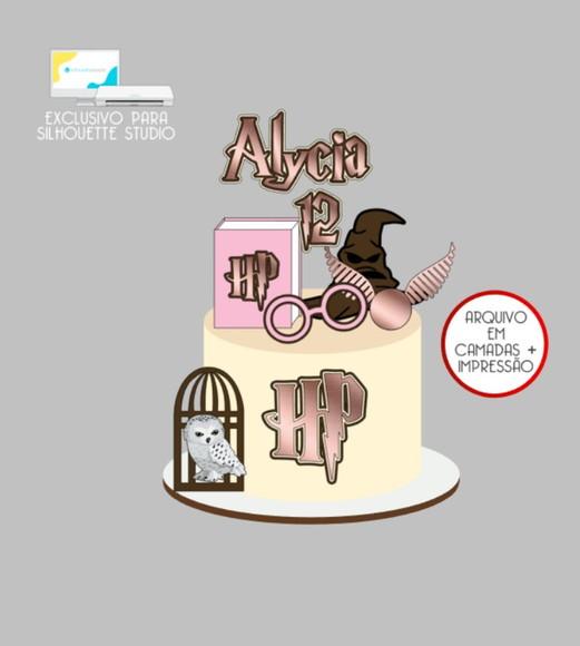 3551 - Arquivo Topo de Bolo Harry Potter Menina