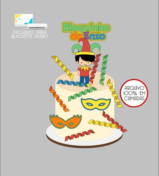 3553 - Arquivo Topo de Bolo Carnaval Menino