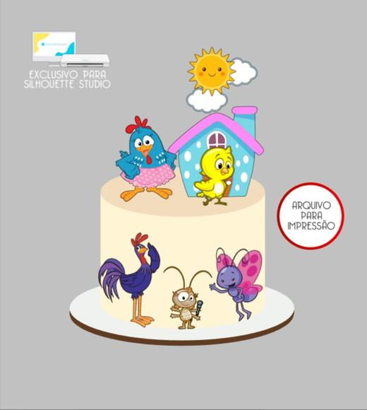 3571 - Arquivo Topo de Bolo Galinha Pintadinha