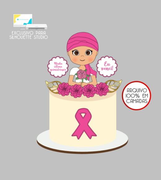 3589 - Arquivo Topo de Bolo Outubro Rosa Mulher