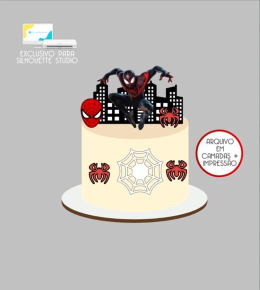 3605 - Arquivo Topo de Bolo Homem Aranha Miles Morales