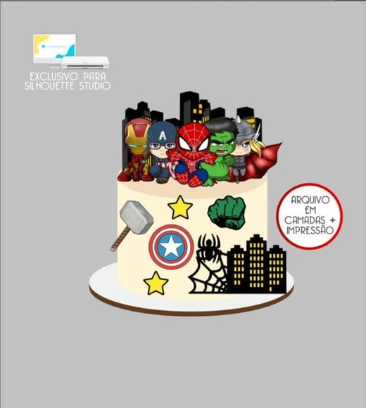 3603 - Arquivo Topo de Bolo Vingadores Baby Super Heróis