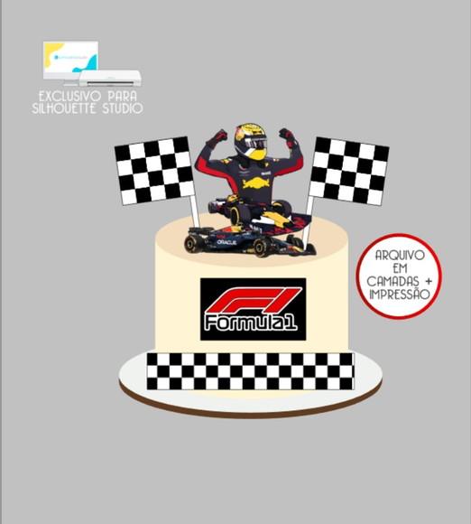 3606 - Arquivo Topo de Bolo Fórmula 1 Redbull
