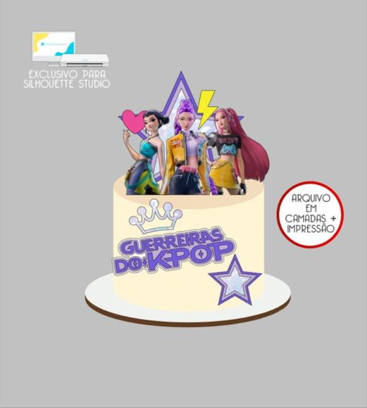 3611 - Arquivo Topo de Bolo Guerreiras do Kpop Demon Hunters