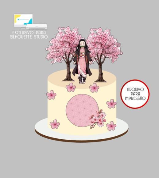 3615 - Arquivo Topo de Bolo Nezuko Demon Slayer