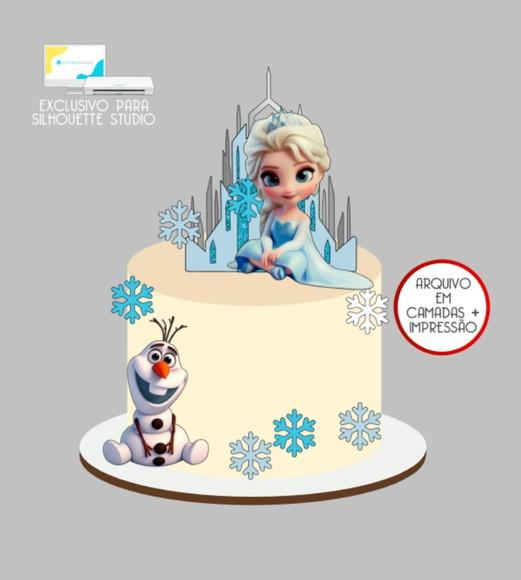 3621 - Arquivo Topo de Bolo Frozen e Olaf Baby