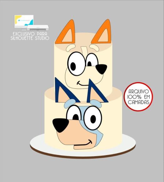 3630 - Arquivo Topo de Bolo Bluey e Bingo