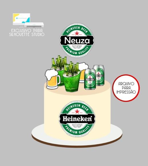 3645 - Arquivo Topo de Bolo Boteco Cerveja Heineken